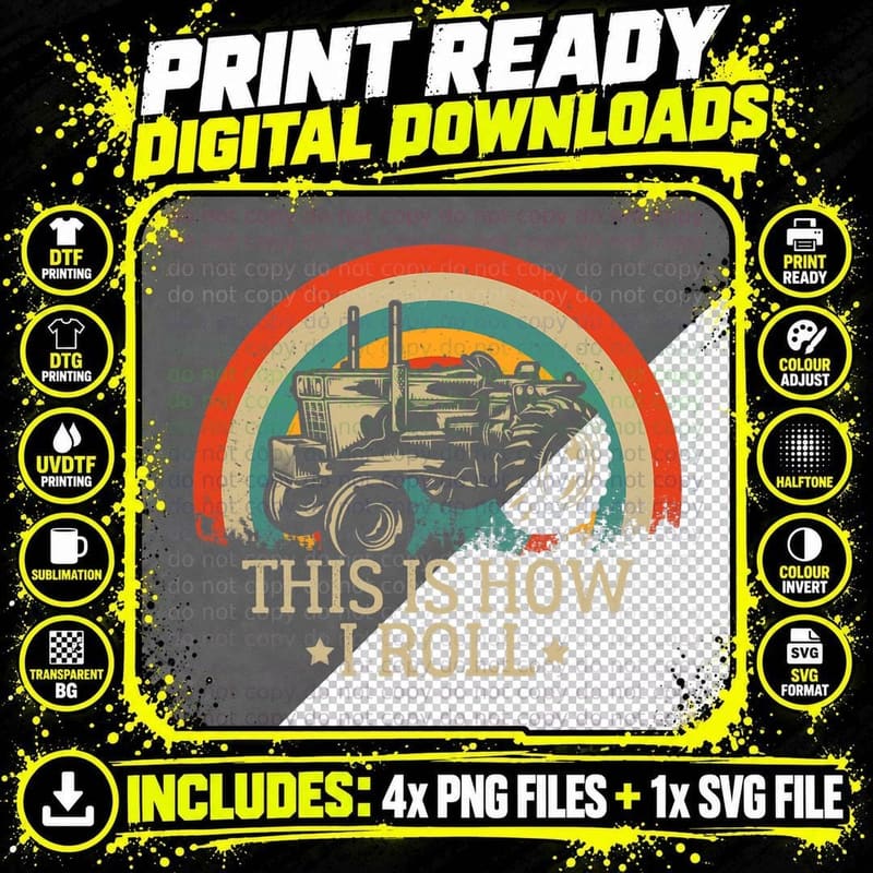 Vintage Farm Tractors Shirt This Is How I Roll Farming Png SVG Digital Bundle