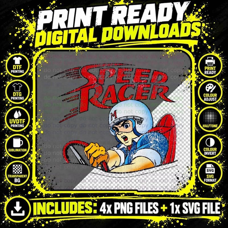 Vintage Go Speed Racer Go Go!!! 80s T-Shirt Png SVG Digital Bundle