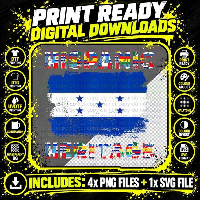 Vintage Honduras Honduran Flag Hispanic Heritage Month Png SVG Digital Bundle