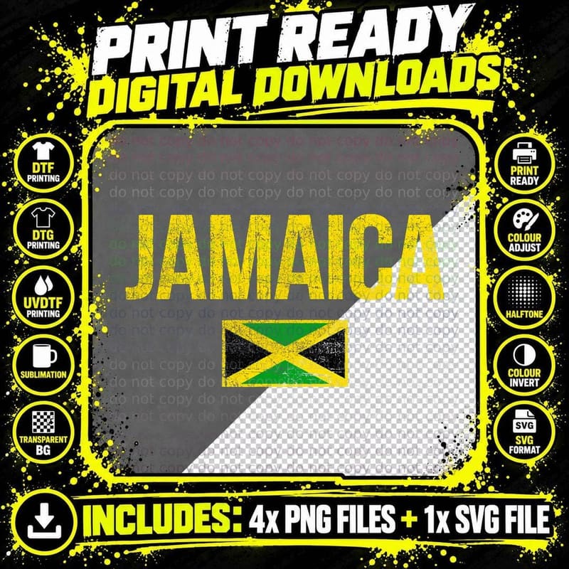 Vintage Jamaica Flag Jamaican Travel Vacation Souvenir Png SVG Digital Bundle