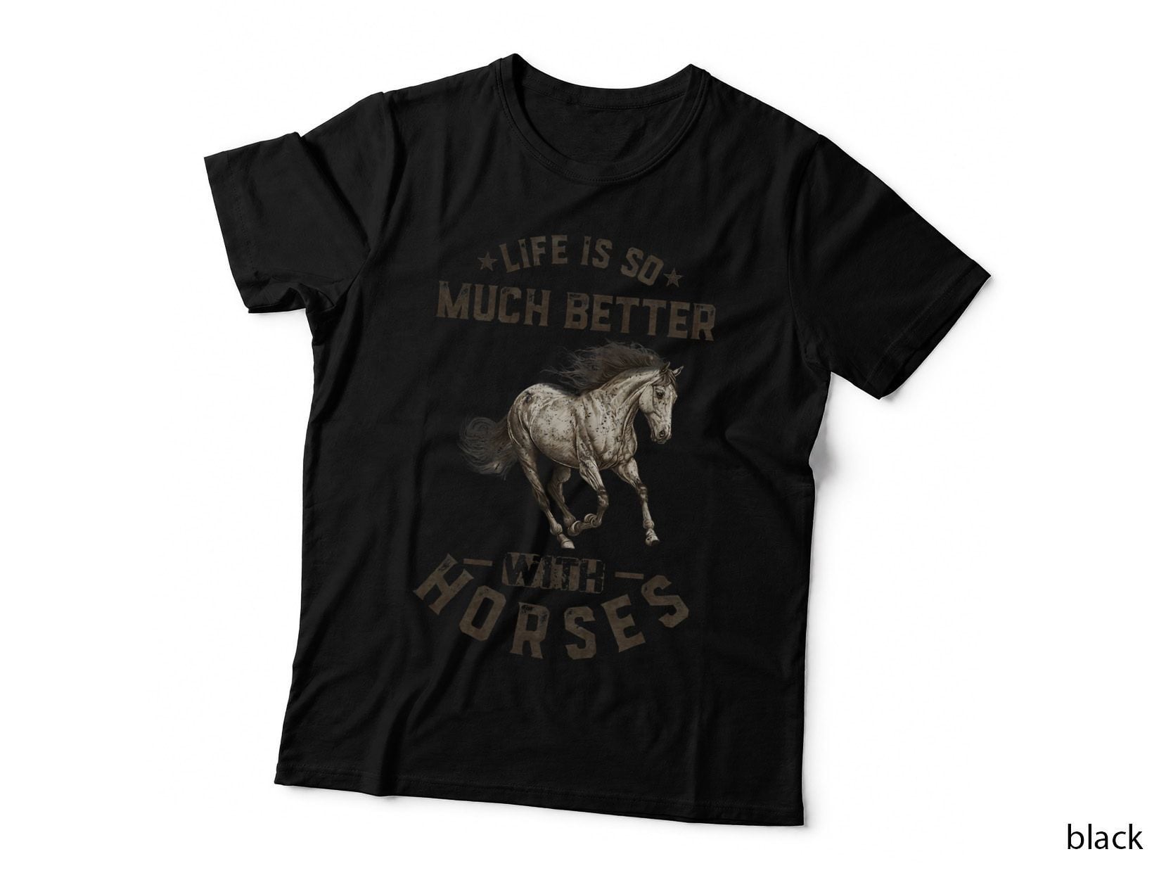 Vintage Life Is So Much Better with Horses, Horseback Riding T-Shirt