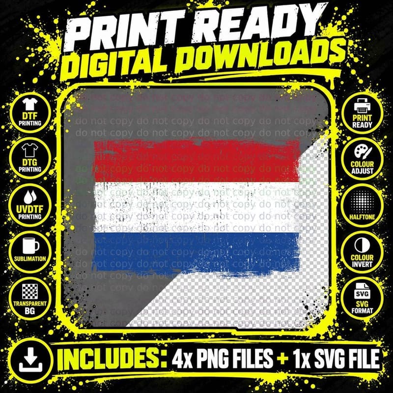 Vintage Netherlands Flag Heritage Dutch Roots T-Shirt Png SVG Digital Bundle