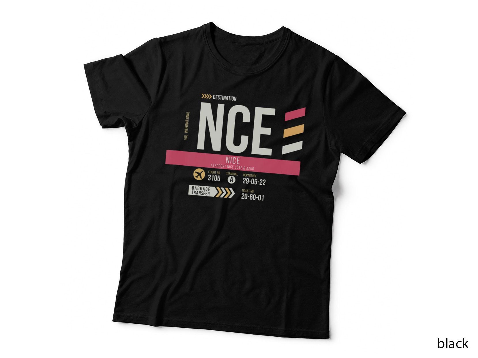 Vintage Nice NCE Airport Code Retro Travel Day France, Retro T-Shirt