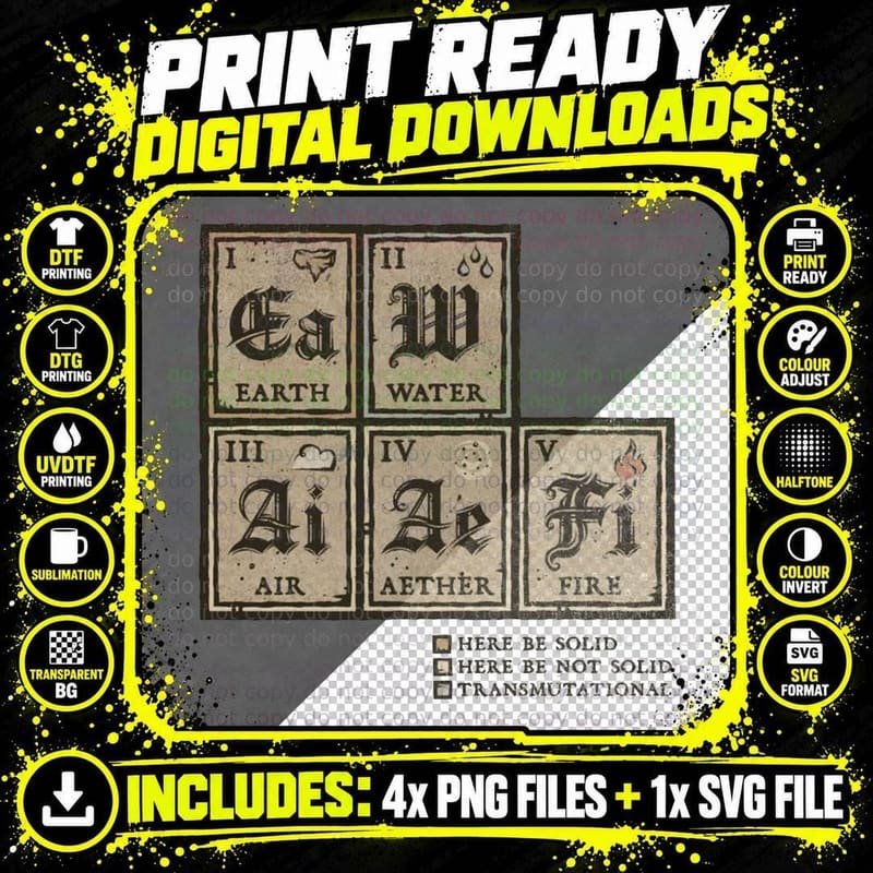 Vintage Periodic Table T-Shirt Png SVG Digital Bundle