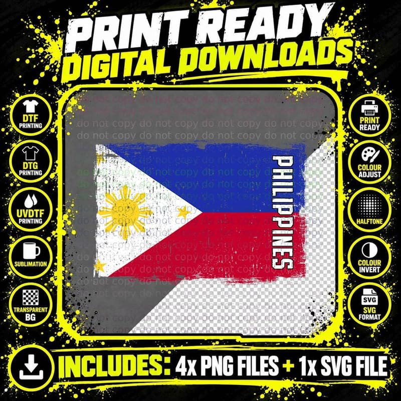 Vintage Philippines Flag Heritage Filipino Roots T-Shirt Png SVG Digital Bundle