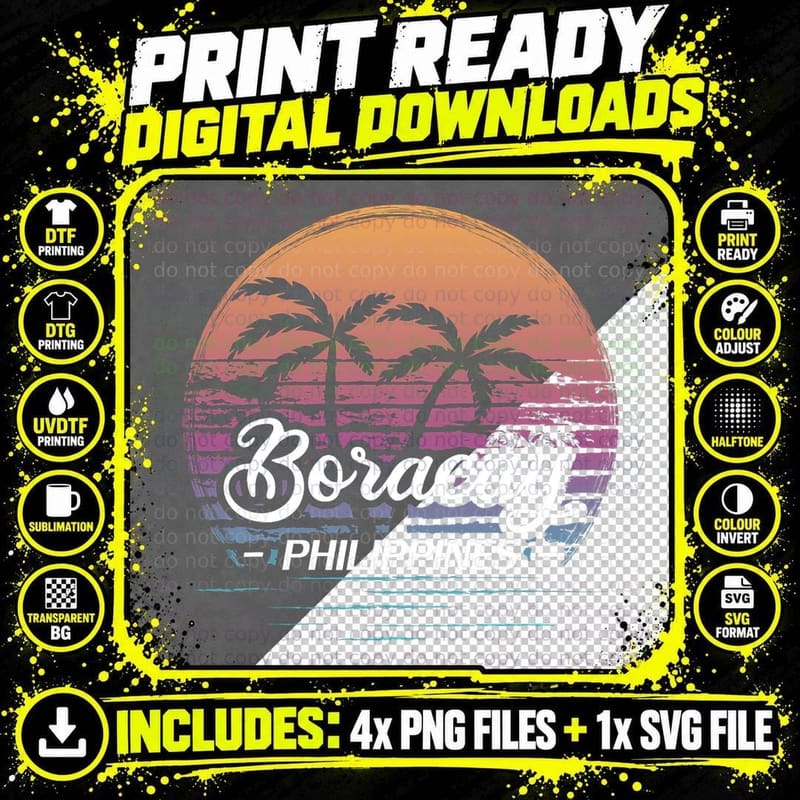 Vintage Philippines Vacation Travel Asia Boracay T-Shirt Png SVG Digital Bundle