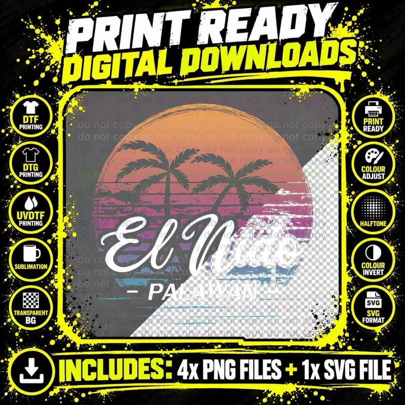 Vintage Philippines Vacation Travel Asia El Nido Palawan Png SVG Digital Bundle