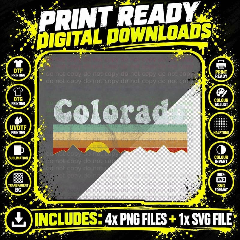 Vintage Retro 70s Colorado T Shirt Png SVG Digital Bundle