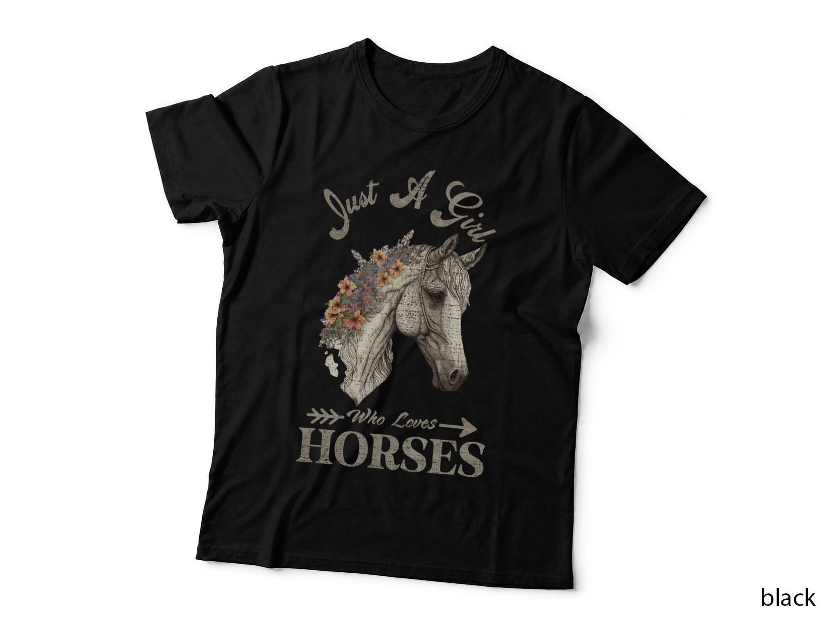 Vintage Retro Just a Girl Who Loves Horses, Horseback Riding T-Shirt