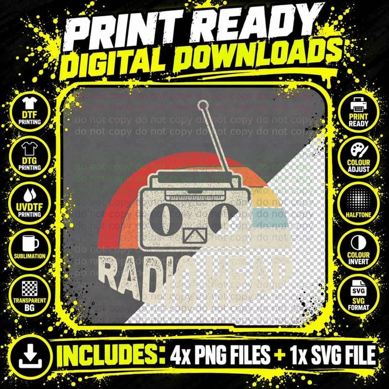 Vintage Retro Radio Head T-Shirt Png SVG Digital Bundle