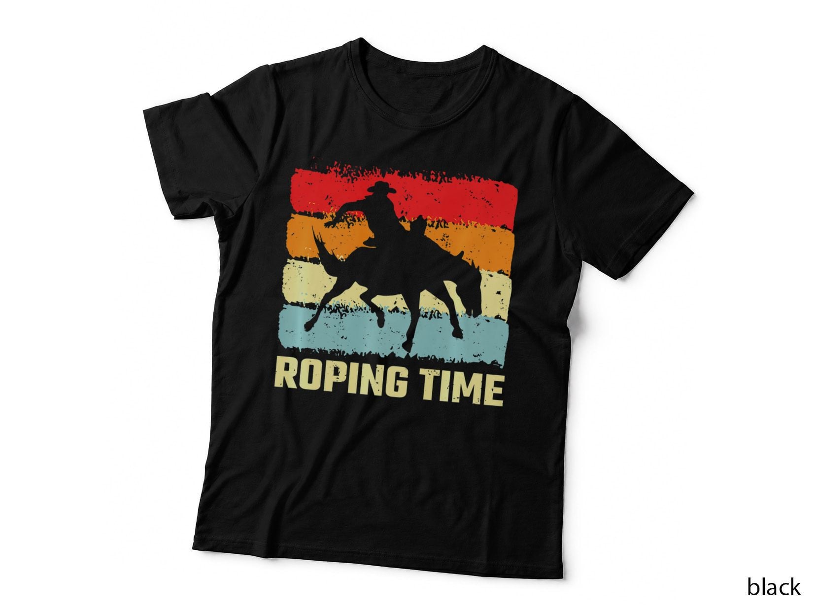 Vintage Retro Roping Time Rodeo Roping Horses Lasso, Retro T-Shirt