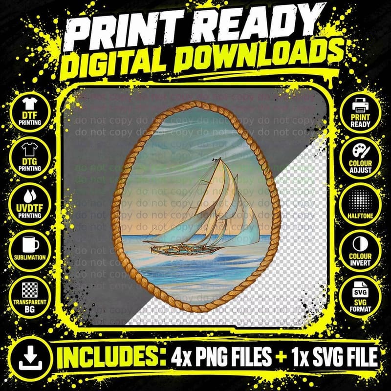 Vintage Retro Sailboat Sailing Vacation T-Shirt Png SVG Digital Bundle
