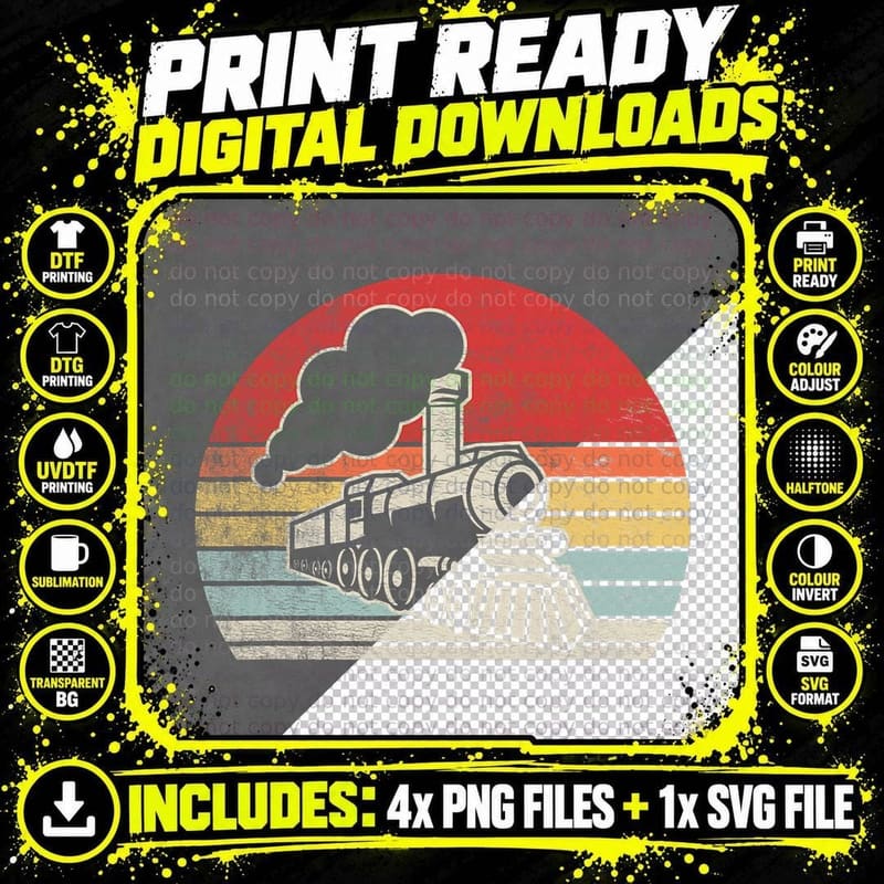 Vintage Retro Train Engineer Engine Conductor T-Shirt Png SVG Digital Bundle