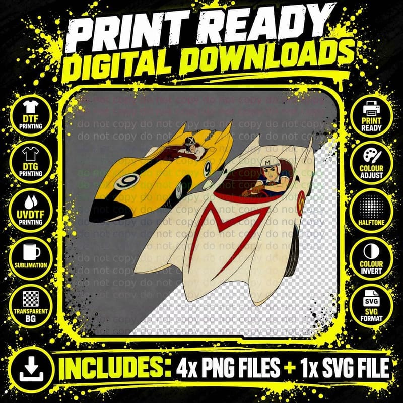 Vintage SPEED RACER FIGHT T-Shirt Png SVG Digital Bundle