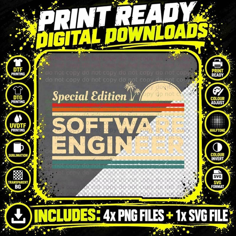 Vintage Special Edition Software Engineer Engineering Png SVG Digital Bundle
