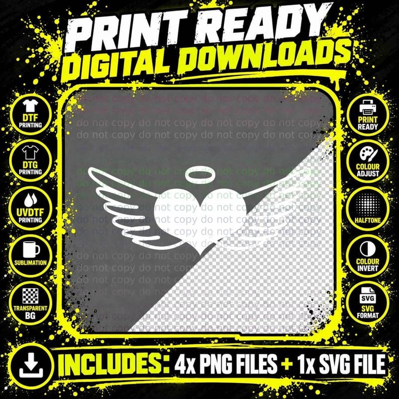 Vintage Y2k Tattoo Heart Angelcore Wings Aesthetic Love Png SVG Digital Bundle