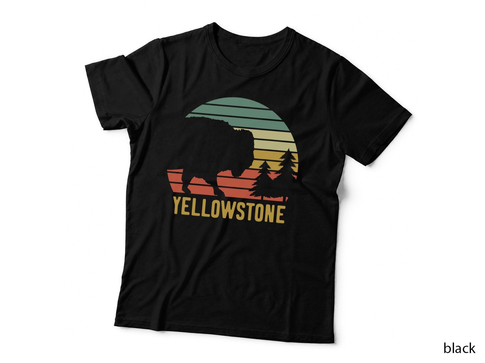 Vintage Yellowstone National Park Retro Travel Buffalo Bison T-Shirt