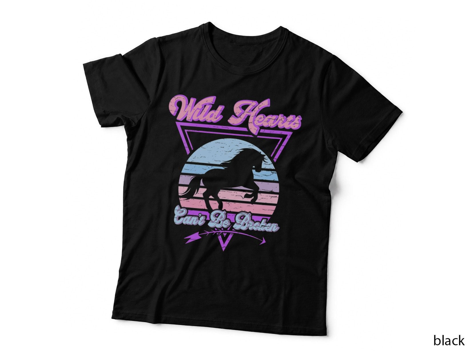 Wild Hearts Can't Be Broken Horses Lovers' Birthday Retro T-Shirt