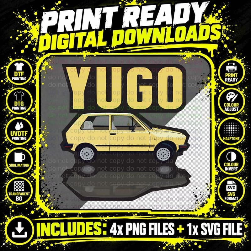 Yugo Classic Auto T-Shirt Png SVG Digital Bundle