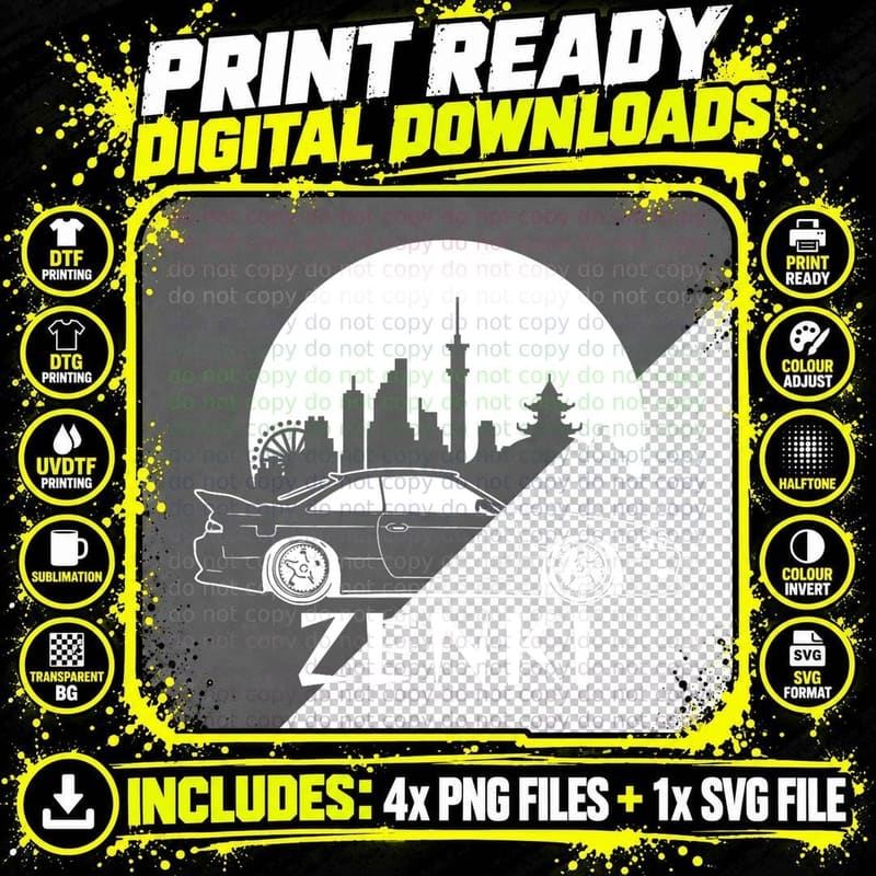Zenki JDM Japan Motorsport Tuning Car Legend 90s T-Shirt Png SVG Digital Bundle