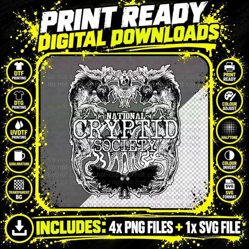 2020 National Cryptid Society Vintage Wendigo T-Shirt Png SVG Digital Bundle