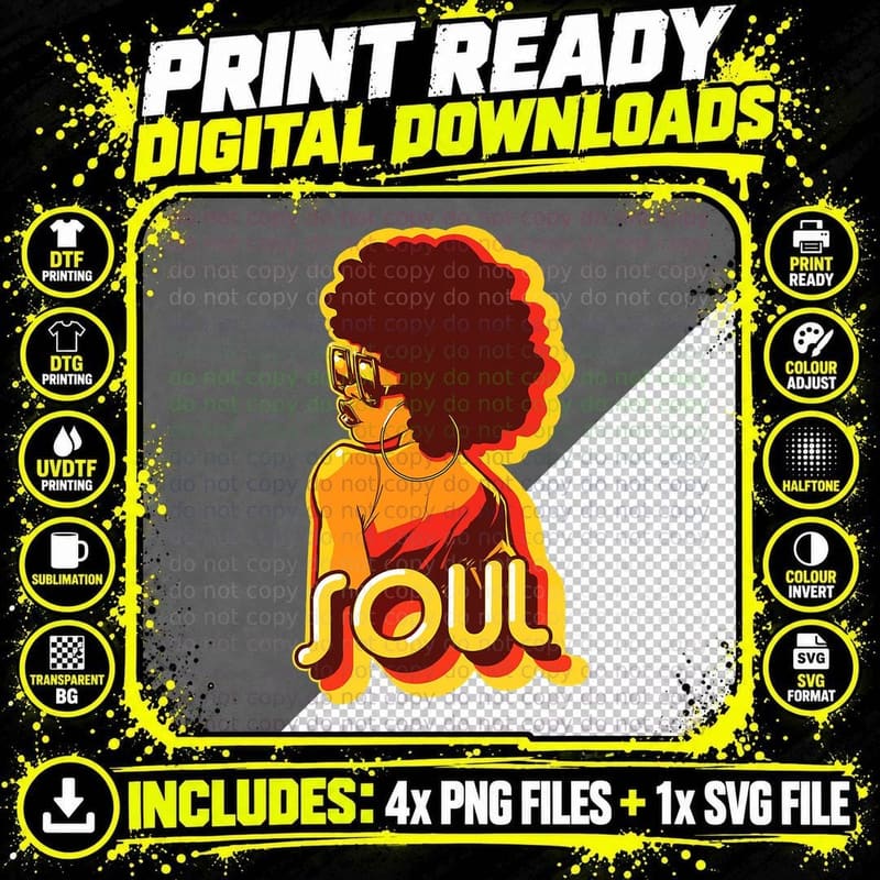 70s Retro Soul T-Shirt Png SVG Digital Bundle