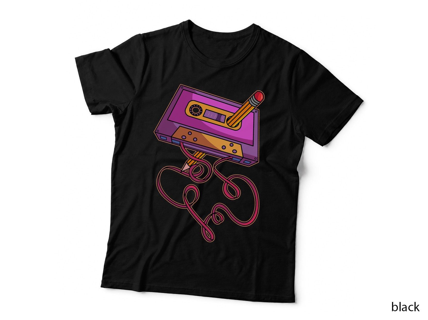 80s Cassette Tape Pencil 1980s Retro Vintage Throwback Music T-Shirt