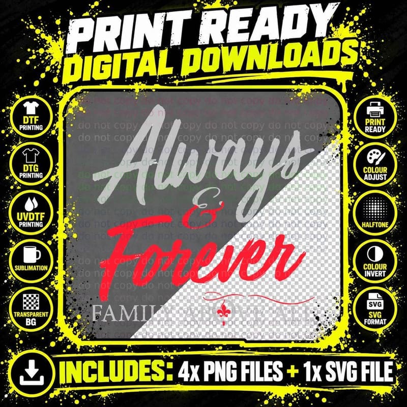 Always and Forever Family Above All Classic Essential Png SVG Digital Bundle