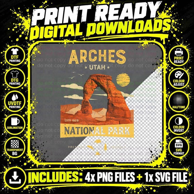 Arches National Park Gifts Delicate Arch Vintage Utah Png SVG Digital Bundle