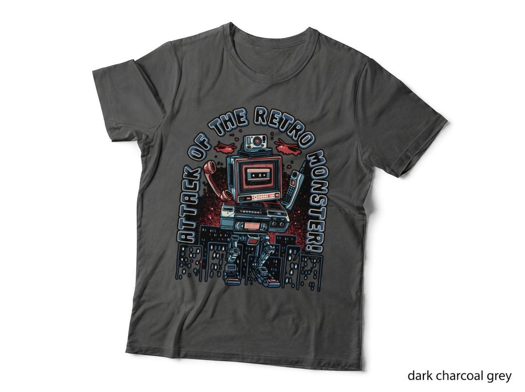 Attack of the Retro Monster Neon Robot Vintage Sci-Fi T-Shirt