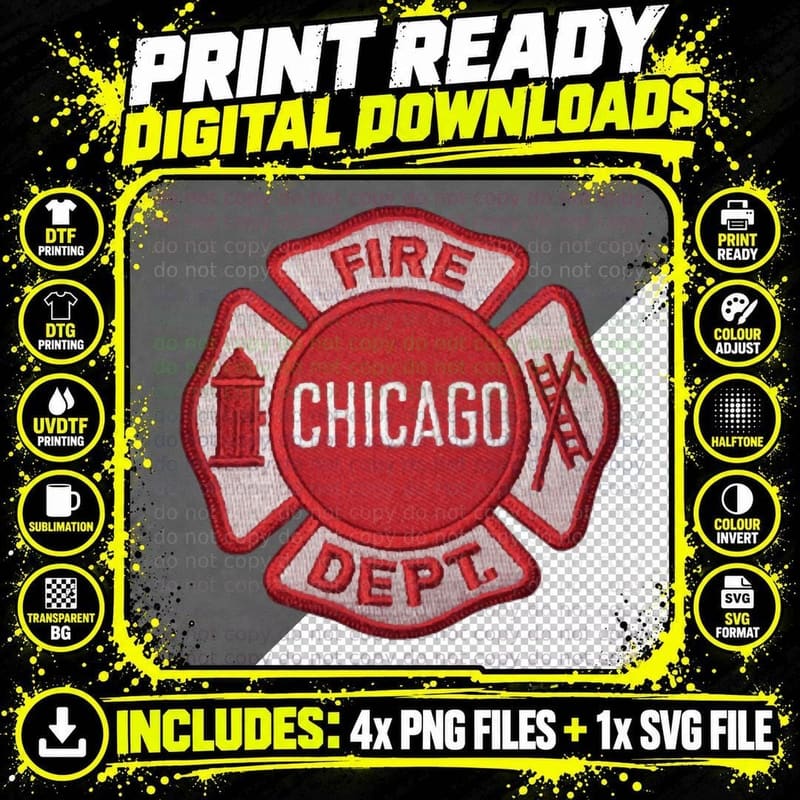 CFD Chicago Fire Department Classic 1 T-Shirt Png SVG Digital Bundle
