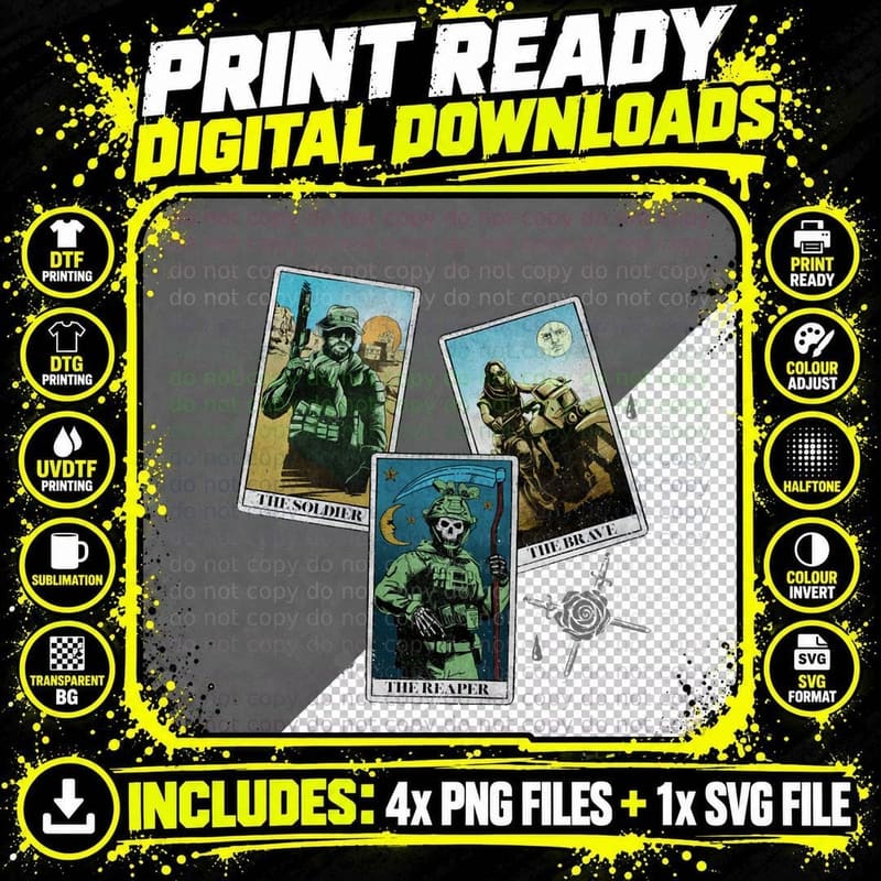 Call of Duty Modern Warfare 2 Vintage Tarot Cards Png SVG Digital Bundle