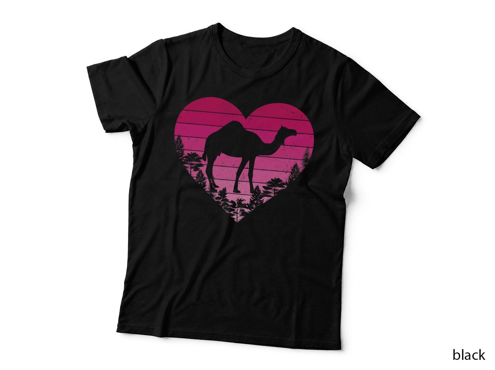 Camel Lover Retro Vintage Heart Camel Valentines Day T-Shirt