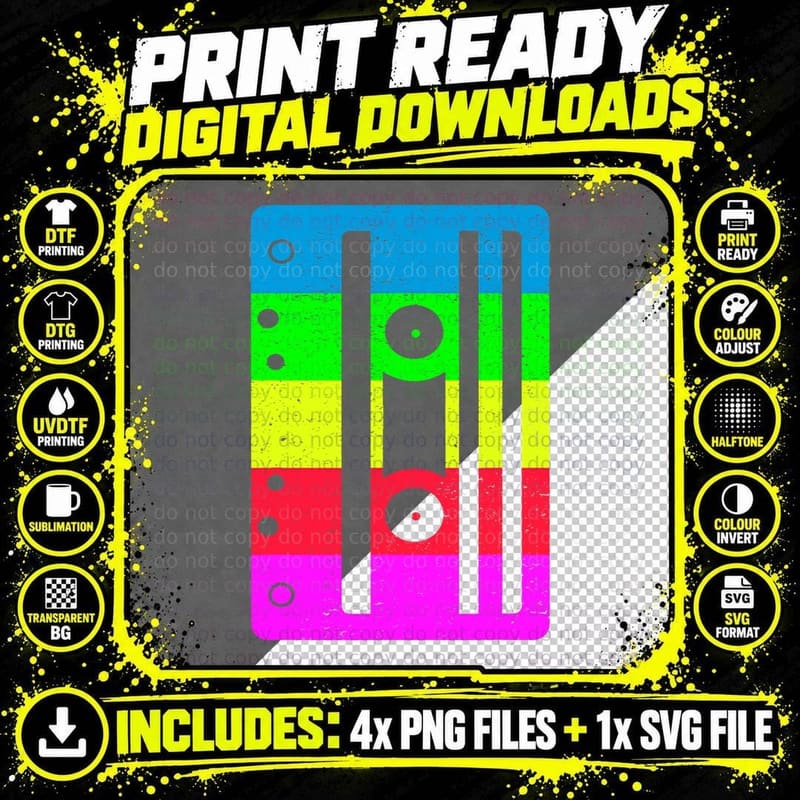 Cassette Tape Shirt for 80s 90s Lovers Vintage Retro Png SVG Digital Bundle