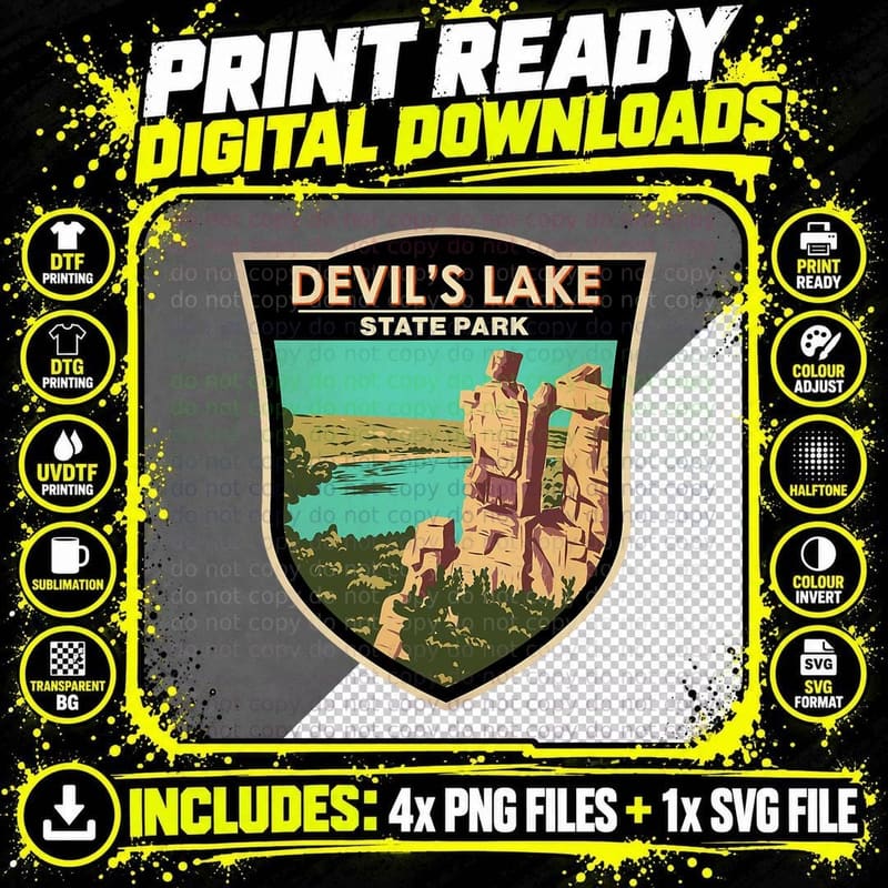Devil's Lake State Park Wisconsin Devils Doorway Vintage Png SVG Digital Bundle