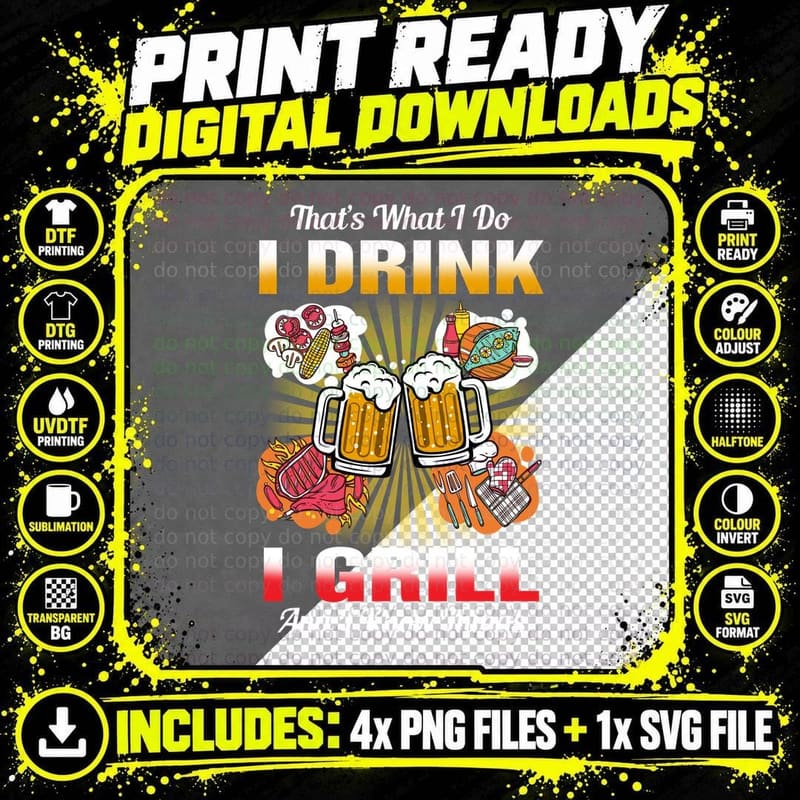 Drink Grill and Know Things Shirt, Lager Life, Ipa Mood Png SVG Digital Bundle