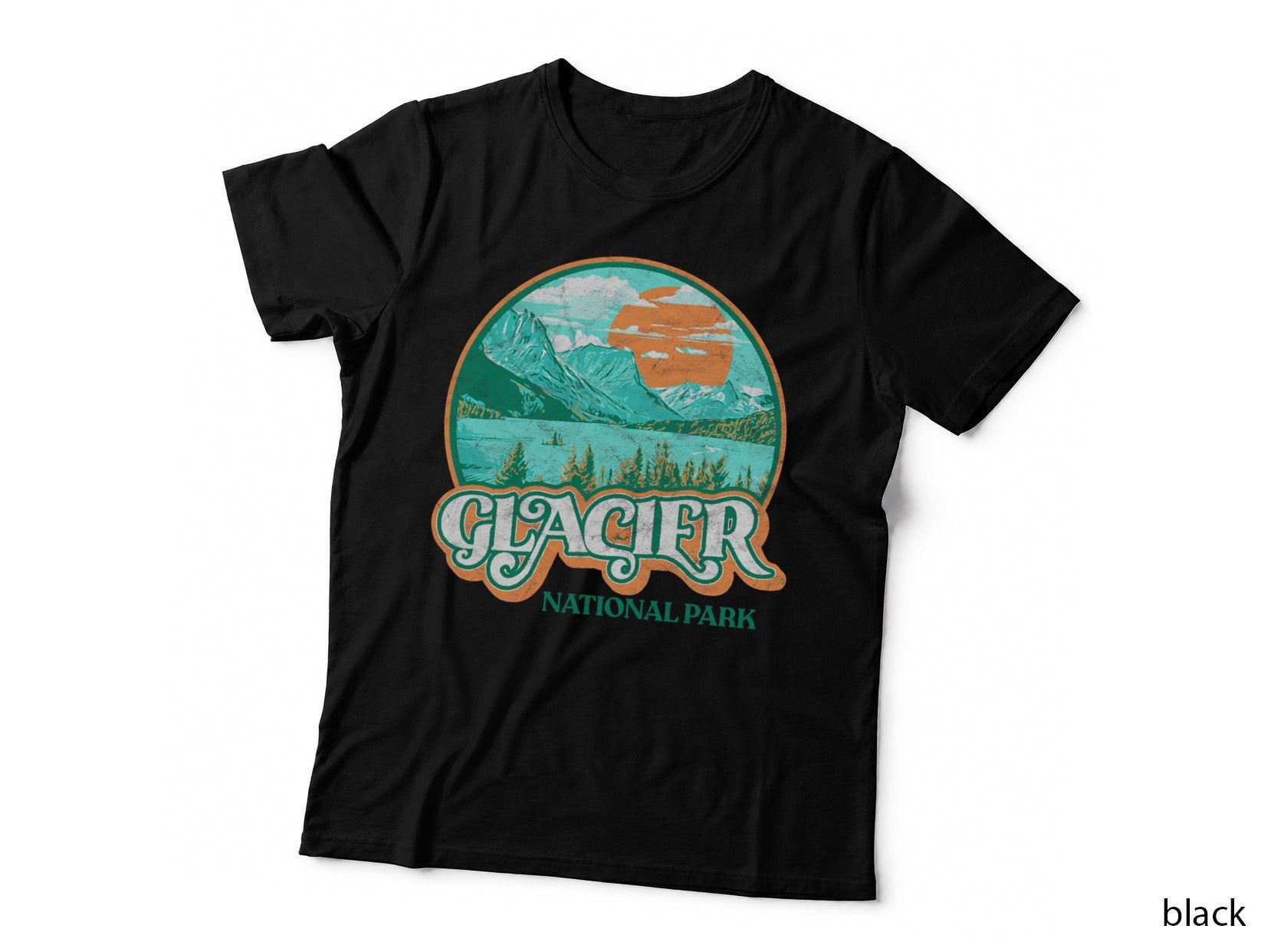 Glacier National Park Montana Retro 80's Chill Graphic T-Shirt