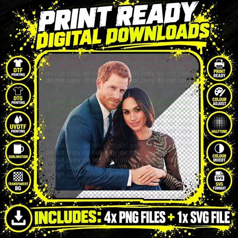 Harry and Meghan Classic T-Shirt Png SVG Digital Bundle