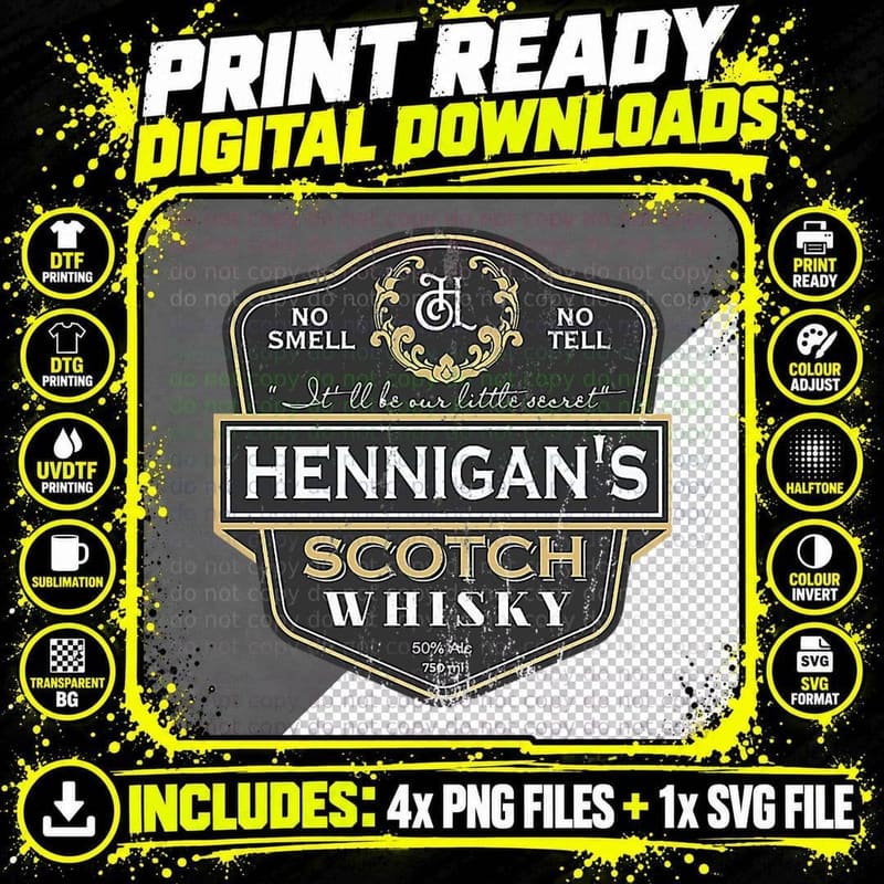 Hennigan's Scotch, Distressed T-Shirt Png SVG Digital Bundle