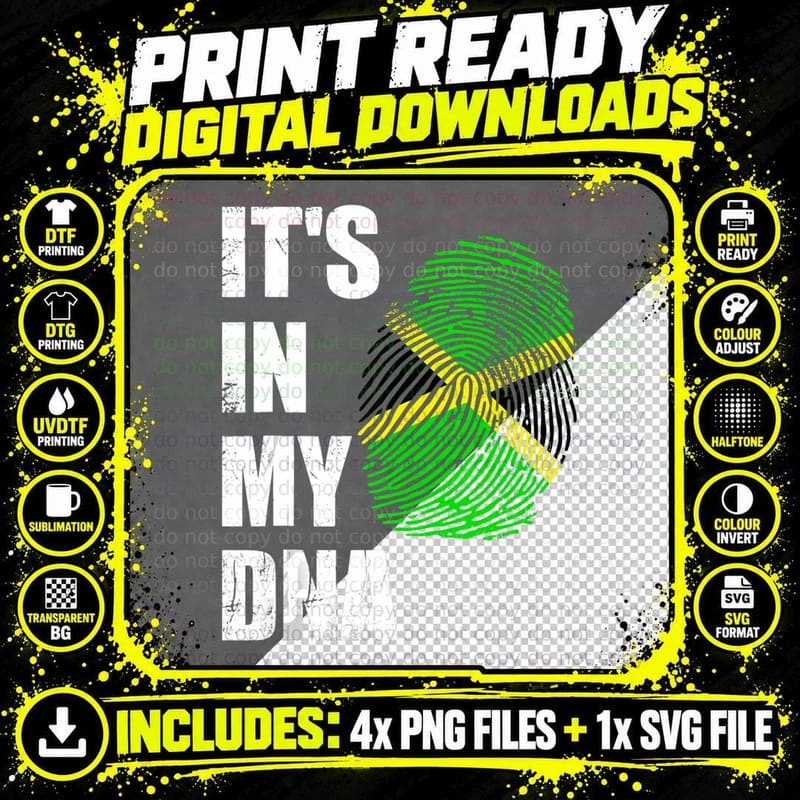 Jamaica, It's IN MY DNA Jamaican FLAG Distressed Png SVG Digital Bundle