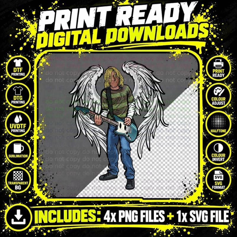Kurt Cobain Classic T-Shirt Png SVG Digital Bundle