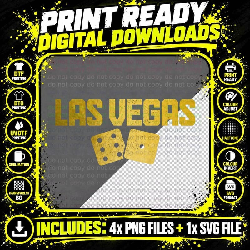 Las Vegas Craps Gambling Casino Nevada Vintage T-Shirt Png SVG Digital Bundle