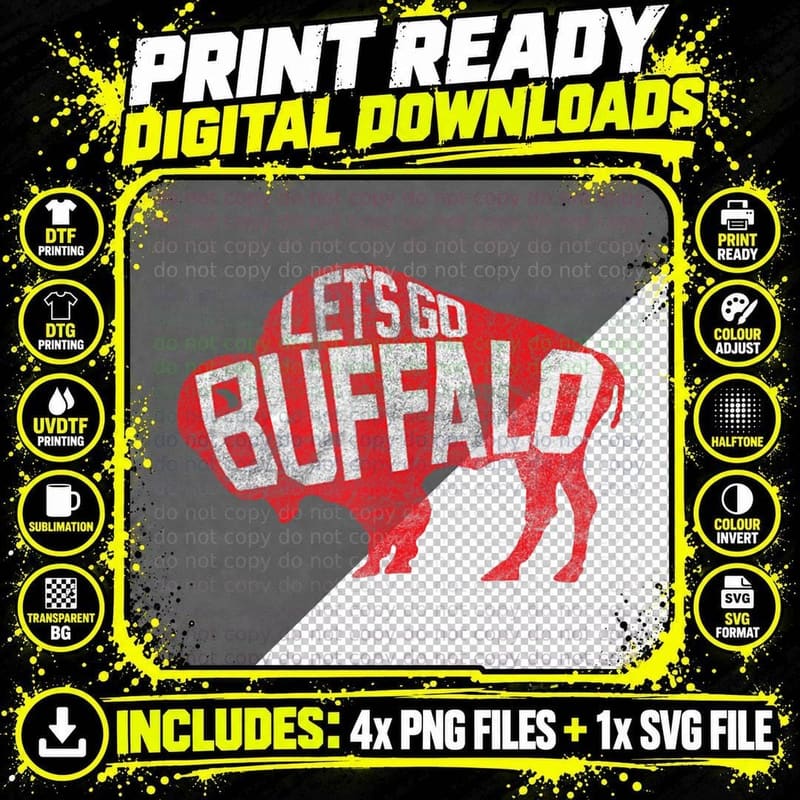 Let's GO Buffalo - Ny New York Retro Sports City Fan Png SVG Digital Bundle