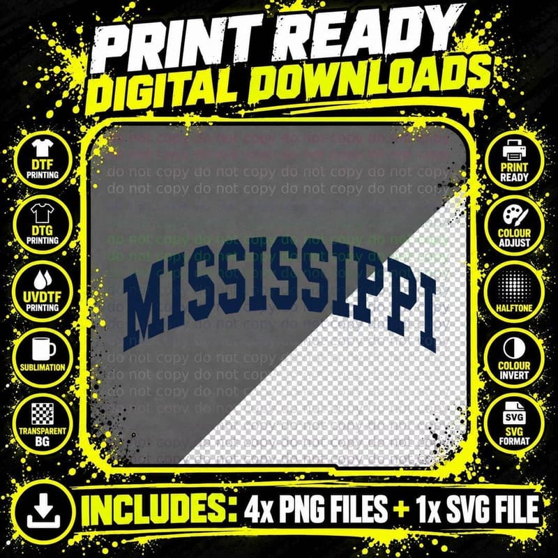 Mississippi - Throwback Design - Classic T-Shirt Png SVG Digital Bundle