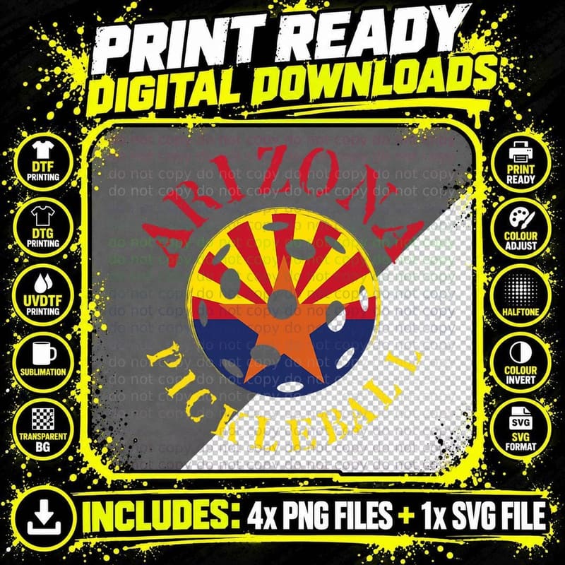 Pickleball Arizona Retro Vintage Design T-Shirt Png SVG Digital Bundle