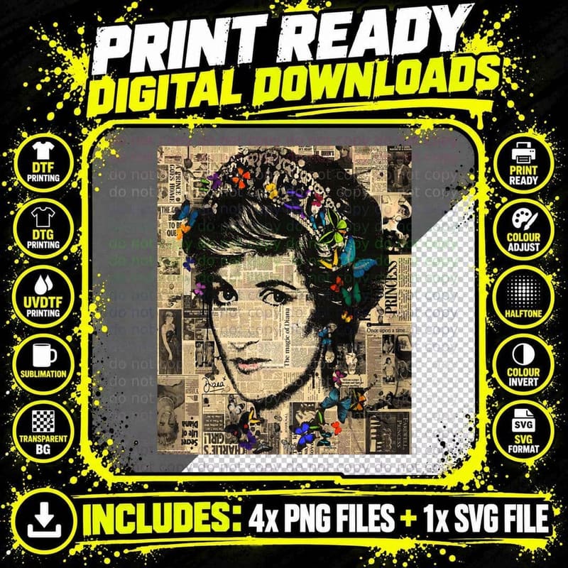 Princess Diana Classic 2 T-Shirt Png SVG Digital Bundle