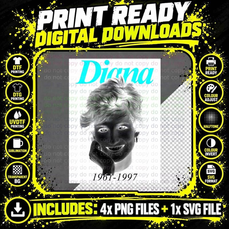 Princess Diana Vintage Premium Classic T-Shirt Png SVG Digital Bundle