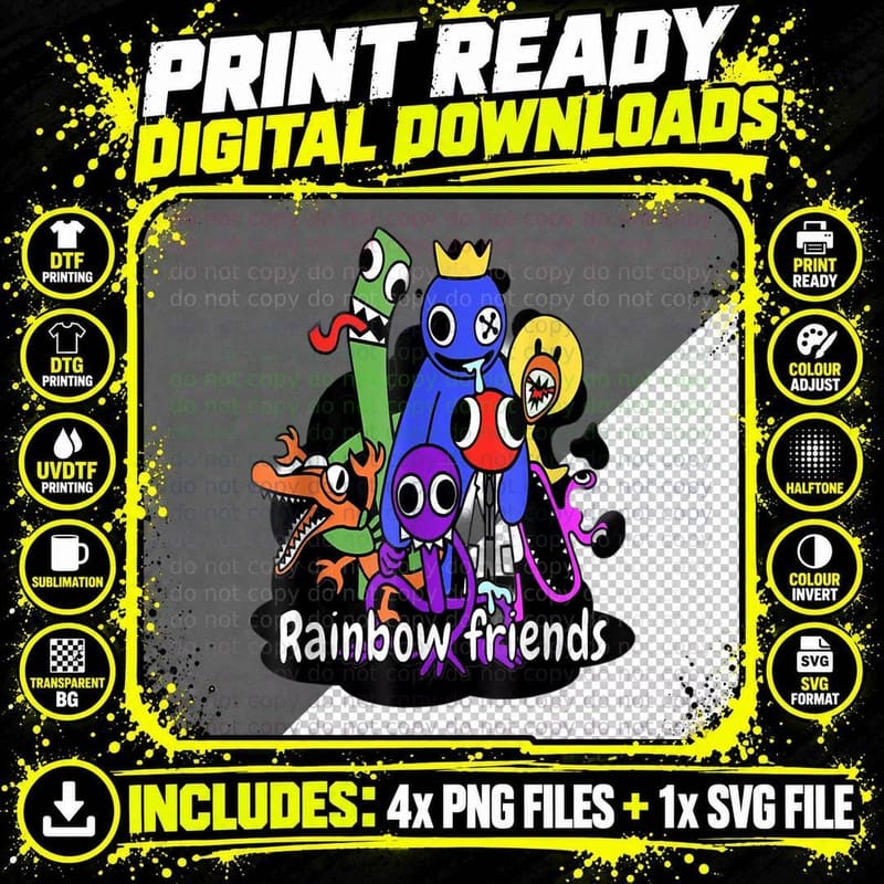 Rainbow Friends Classic 1 T-Shirt Png SVG Digital Bundle