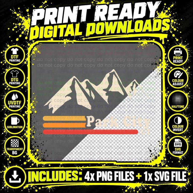 Retro Park City Utah Mountains Ski T-Shirt Png SVG Digital Bundle