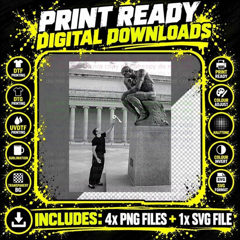 Robin Williams Giving 'the Thinker' - Classic T-Shirt Png SVG Digital Bundle